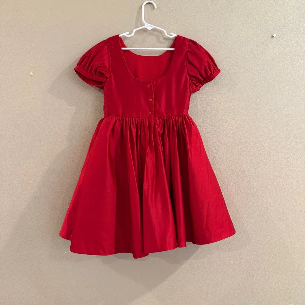 Janie and Jack Fit & Flare Dress Girls 8 Red Satin Bow Purse Holiday Party